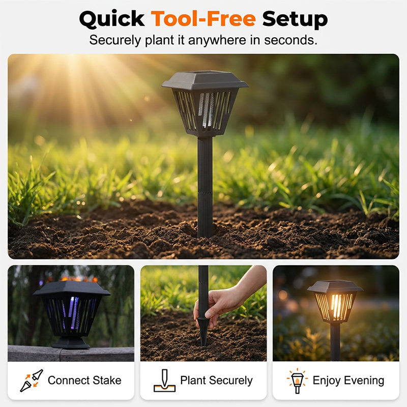 💡✨Outdoor Solar Powered Mosquito Killer Lamp-Stake or Stand Use. Protect Your Yard Day & Night! 🔋