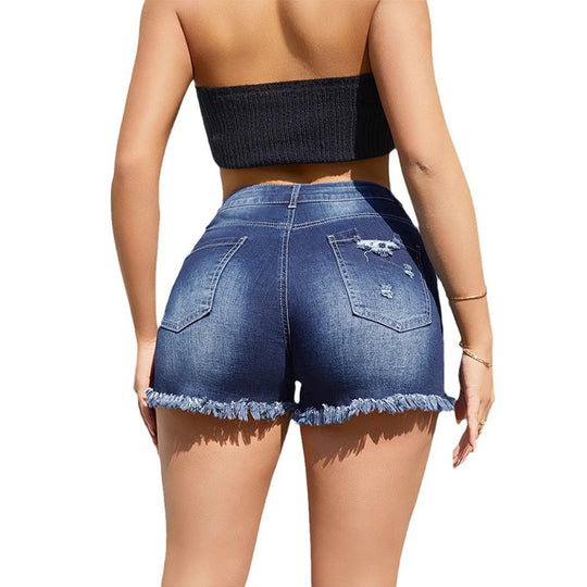 Women's High-Waist Stretch Denim Shorts
