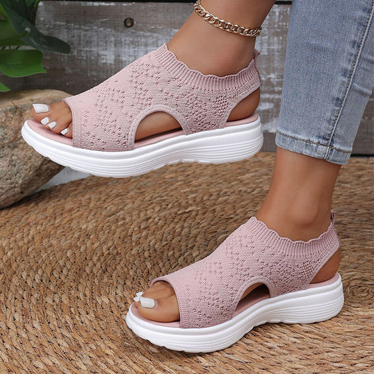 💐Women's Breathable Knit Platform Sandals – Air-permeable knit upper, cushioned sole & lightweight comfy summer footwear ✨