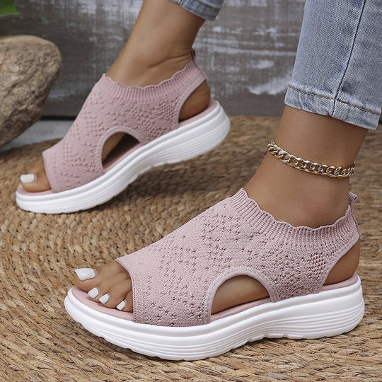 💐Women's Breathable Knit Platform Sandals – Air-permeable knit upper, cushioned sole & lightweight comfy summer footwear ✨