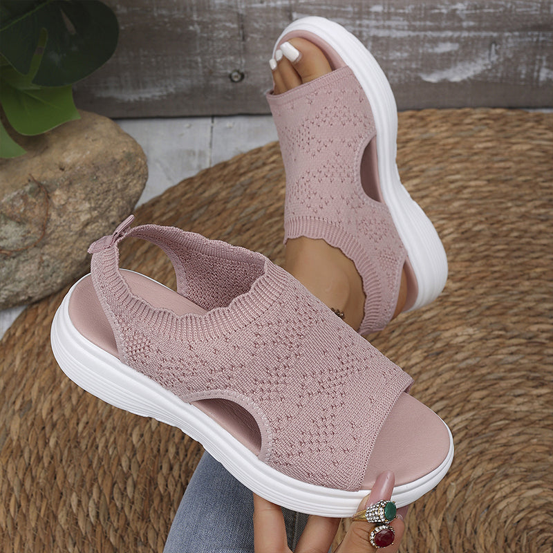 💐Women's Breathable Knit Platform Sandals – Air-permeable knit upper, cushioned sole & lightweight comfy summer footwear ✨