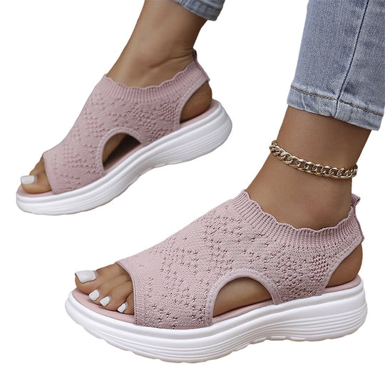 💐Women's Breathable Knit Platform Sandals – Air-permeable knit upper, cushioned sole & lightweight comfy summer footwear ✨