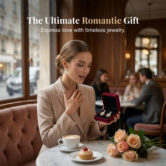 Women's Sparkling Double Heart Drop Earrings