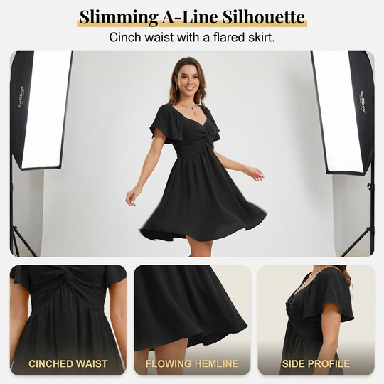 📢📢50% OFF !! ⏰Puff Sleeve Backless Bow Tie Dress