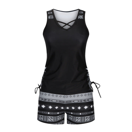 ⏰LAST DAY 60% OFF🌊Women's Tummy Control Tankini Set with Built-In Bra – Flattering Boho Swimwear with Shorts