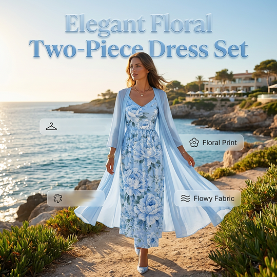 🌸New Arrivals & Best Sellers-Women's Elegant Two-Piece Floral Dress Set🌸