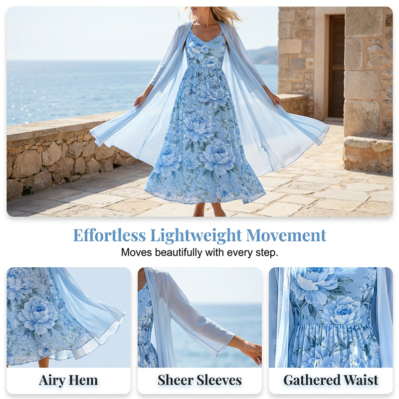 🌸New Arrivals & Best Sellers-Women's Elegant Two-Piece Floral Dress Set🌸