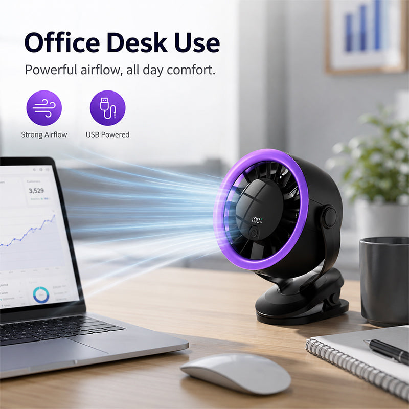 Portable USB Fan with Digital Display