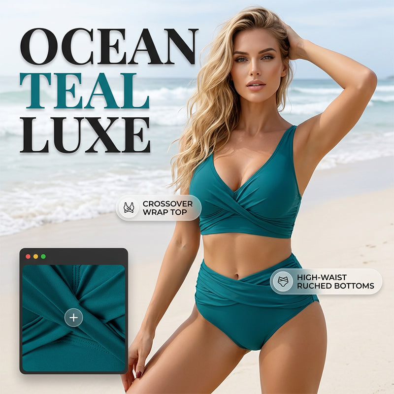 Women’s High-Waisted Ruched Bikini Set