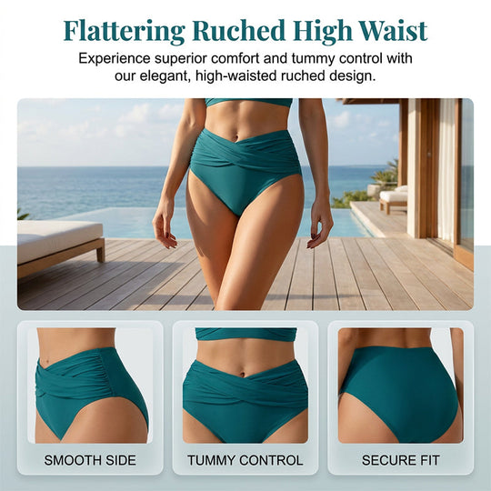 Women’s High-Waisted Ruched Bikini Set