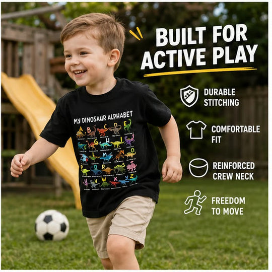 🔥🎁 New Arrival: Half-Price Offer 🔥 Children's T-shirt with Dinosaur and Letter Prints