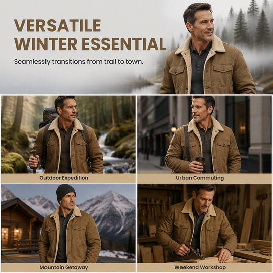 Men’s Casual Sherpa Utility Cargo Jacket