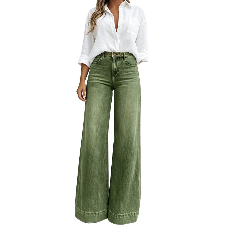 👖 Longer-Looking Legs, Easy Comfort | Women's Vintage High-Waisted Wide-Leg Jeans