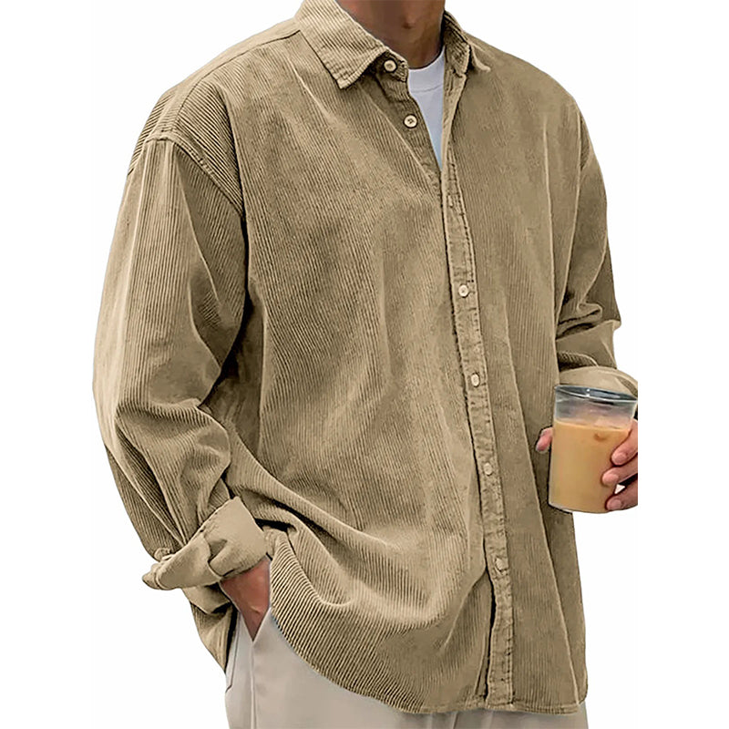 🍂 Men’s Casual Corduroy Button-Up Shirt – Timeless Texture & Effortless Autumn Style