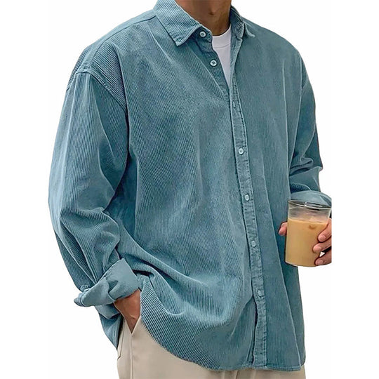 🍂 Men’s Casual Corduroy Button-Up Shirt – Timeless Texture & Effortless Autumn Style