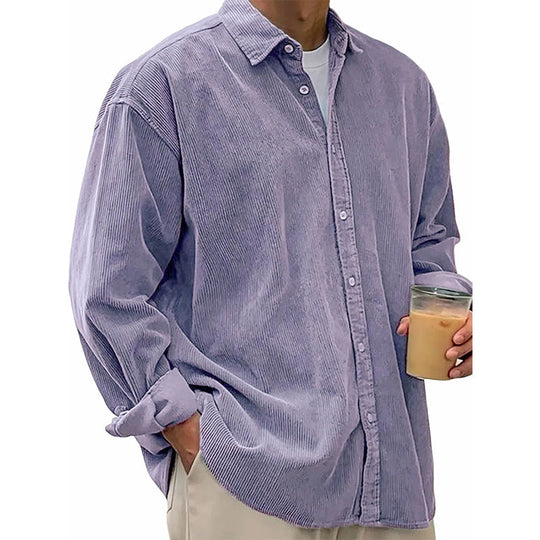 🍂 Men’s Casual Corduroy Button-Up Shirt – Timeless Texture & Effortless Autumn Style