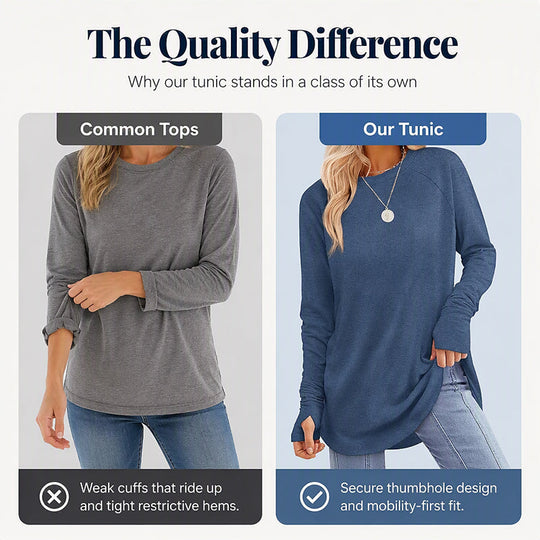 Women's Casual Crewneck Top with Thumbholes