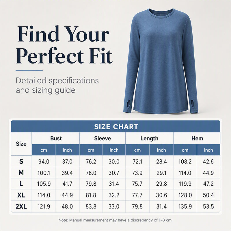 Women's Casual Crewneck Top with Thumbholes