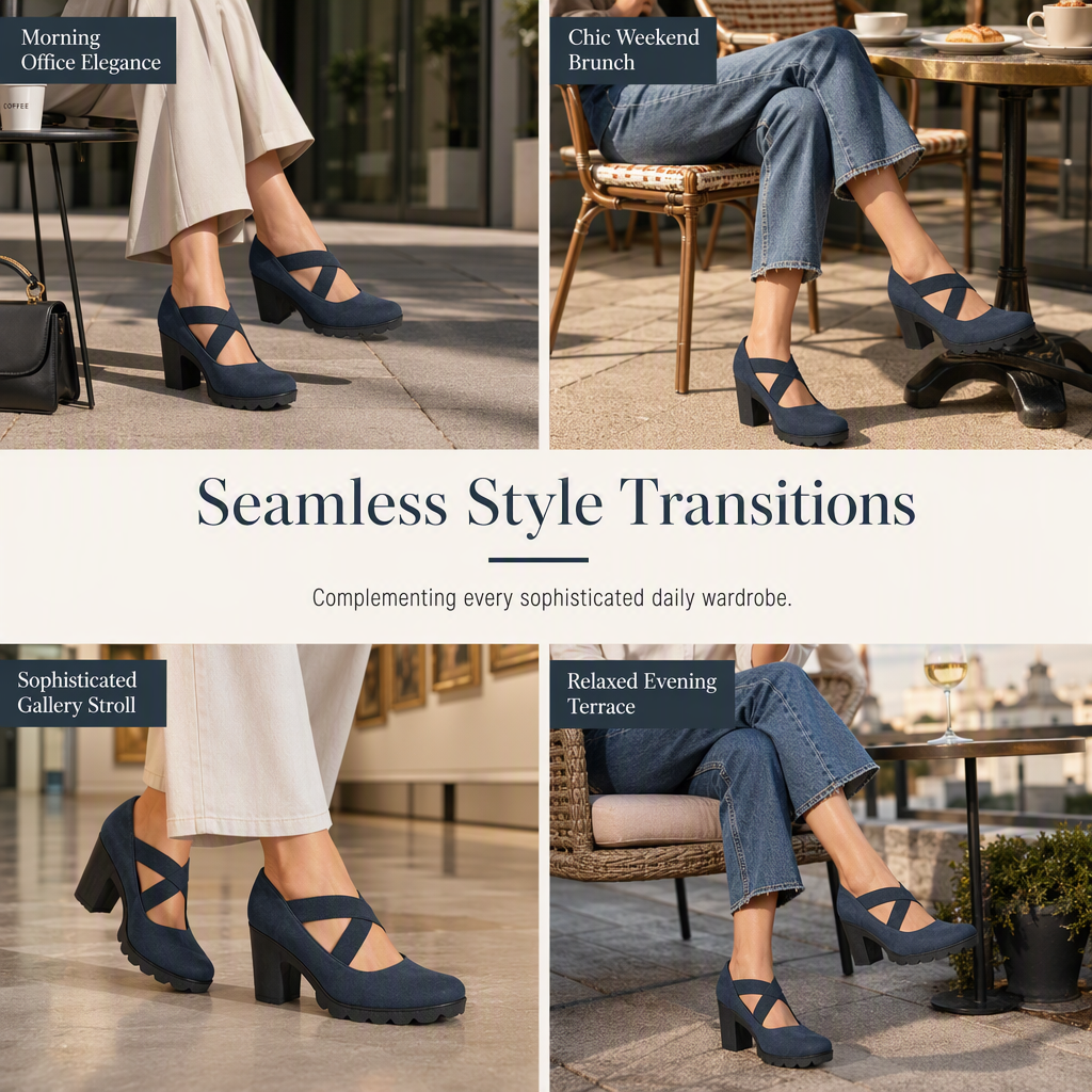 👠 Stable Steps, Retro Charm | Women's Crisscross Platform Mary Jane Heels