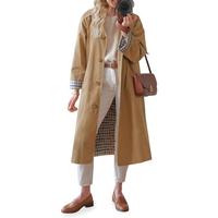 Imily Bela Women's Long Trench Coat Single Breasted Oversized Windproof Overcoat Fashion Outerwear
